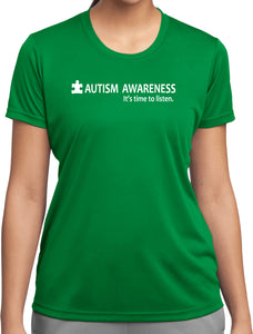 Autism Awareness Time to Listen Ladies Moisture Wicking Shirt - Yoga Clothing for You