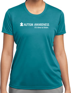 Autism Awareness Time to Listen Ladies Moisture Wicking Shirt - Yoga Clothing for You