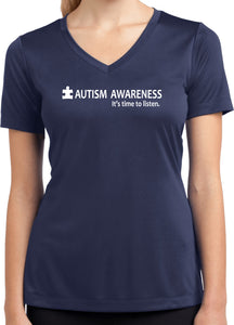 Autism Awareness Time to Listen Ladies Dry Wicking V-neck - Yoga Clothing for You