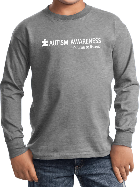 Autism Awareness Time to Listen Youth Kids Long Sleeve Shirt - Yoga Clothing for You