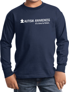 Autism Awareness Time to Listen Youth Kids Long Sleeve Shirt - Yoga Clothing for You