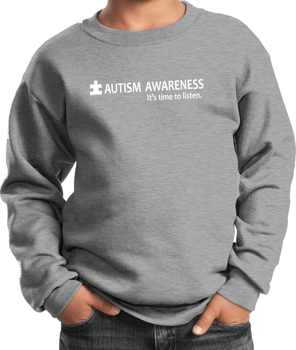 Autism Awareness Time to Listen Youth Kids Sweatshirt - Yoga Clothing for You