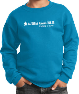 Autism Awareness Time to Listen Youth Kids Sweatshirt - Yoga Clothing for You