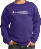 Autism Awareness Time to Listen Youth Kids Sweatshirt - Yoga Clothing for You