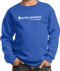 Autism Awareness Time to Listen Youth Kids Sweatshirt - Yoga Clothing for You