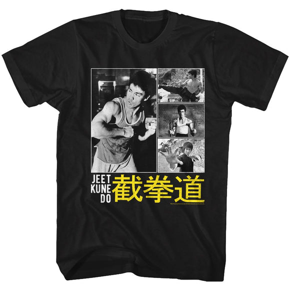 Bruce Lee Jeet Kune Do Black and White Collage Black T-shirt - Yoga Clothing for You