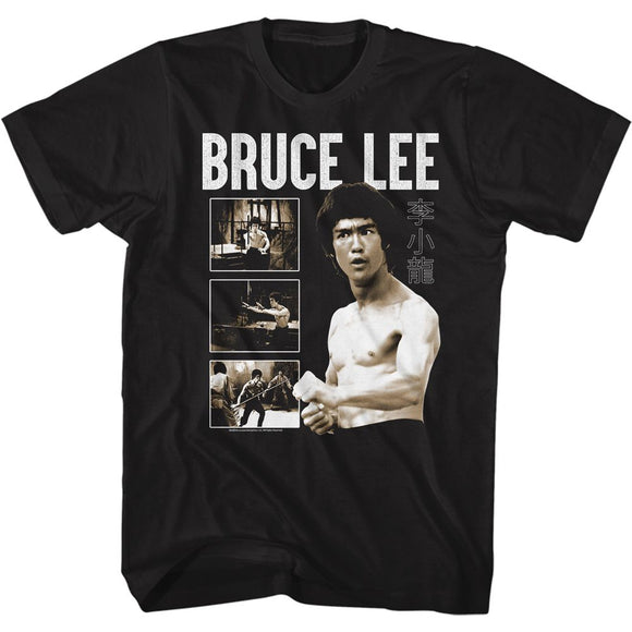 Bruce Lee Scene Collage Black T-shirt - Yoga Clothing for You