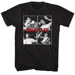Bruce Lee Four Poses Black Tall T-shirt - Yoga Clothing for You