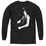 Kids Bruce Lee T-Shirt Flex Stance Youth Long Sleeve Shirt - Yoga Clothing for You