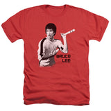 Bruce Lee Nunchucks Pose Red Heather T-shirt - Yoga Clothing for You
