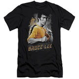 Bruce Lee Yellow Dragon Black Slim Fit T-shirt - Yoga Clothing for You