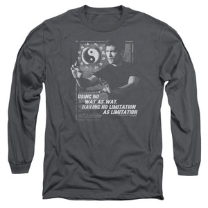 Bruce Lee Using No Way as Way Quote Charcoal Long Sleeve Shirt - Yoga Clothing for You