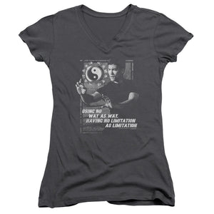 Bruce Lee Using No Way as Way Quote Juniors V-neck Shirt - Yoga Clothing for You