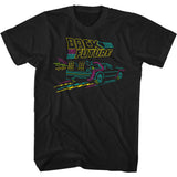 Back to the Future Neon Colorful DeLorean Black Tall T-shirt - Yoga Clothing for You