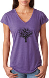 Black Tree of Life Triblend V-neck Yoga Tee Shirt - Yoga Clothing for You