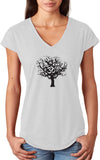 Black Tree of Life Triblend V-neck Yoga Tee Shirt - Yoga Clothing for You