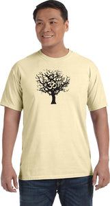 Black Tree of Life Heavyweight Pigment Dye Yoga Tee Shirt - Yoga Clothing for You