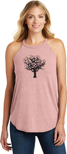 Black Tree of Life Triblend Yoga Rocker Tank Top - Yoga Clothing for You