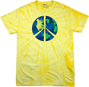 Peace Sign T-shirt Blue Earth Spider Tie Dye Tee - Yoga Clothing for You