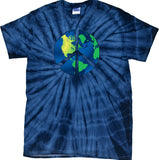 Peace Sign T-shirt Blue Earth Spider Tie Dye Tee - Yoga Clothing for You