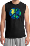 Peace Sign T-shirt Blue Earth Muscle Tee - Yoga Clothing for You