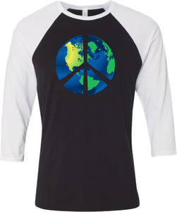 Peace Sign T-shirt Blue Earth Raglan - Yoga Clothing for You