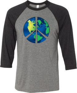 Peace Sign T-shirt Blue Earth Raglan - Yoga Clothing for You