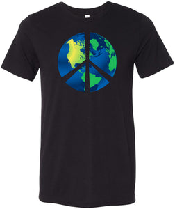 Peace Sign T-shirt Blue Earth Tri Blend Tee - Yoga Clothing for You