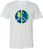 Peace Sign T-shirt Blue Earth Tri Blend V-Neck - Yoga Clothing for You