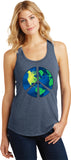 Ladies Peace Sign Tank Top Blue Earth Racerback Tanktop - Yoga Clothing for You