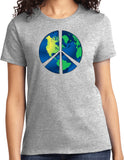 Ladies Peace Sign T-shirt Blue Earth Tee - Yoga Clothing for You