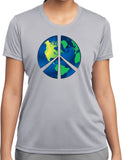 Ladies Peace Sign T-shirt Blue Earth Ladies Moisture Wicking Tee - Yoga Clothing for You