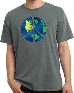 Peace Sign T-shirt Blue Earth Pigment Dyed Tee - Yoga Clothing for You