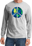 Peace Sign T-shirt Blue Earth Long Sleeve - Yoga Clothing for You