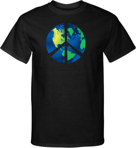 Peace Sign T-shirt Blue Earth Tall Shirt - Yoga Clothing for You