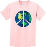 Kids Peace Sign T-shirt Blue Earth Youth Tee - Yoga Clothing for You