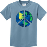 Kids Peace Sign T-shirt Blue Earth Youth Tee - Yoga Clothing for You