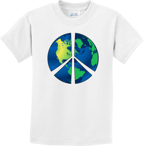 Kids Peace Sign T-shirt Blue Earth Youth Tee - Yoga Clothing for You