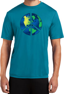 Peace Sign T-shirt Blue Earth Moisture Wicking Tee - Yoga Clothing for You