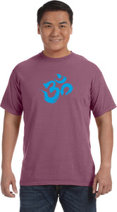 Aqua Brushstroke AUM Pigment Dye Yoga Tee Shirt - Yoga Clothing for You