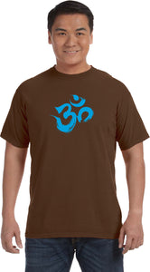 Aqua Brushstroke AUM Pigment Dye Yoga Tee Shirt - Yoga Clothing for You