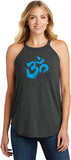 Aqua Brushstroke AUM Triblend Yoga Rocker Tank Top - Yoga Clothing for You