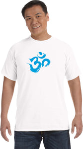 Aqua Brushstroke AUM Pigment Dye Yoga Tee Shirt - Yoga Clothing for You