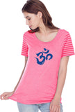 Royal Brushstroke AUM Striped Multi-Contrast Yoga Tee - Yoga Clothing for You