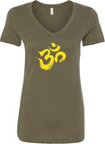 Yellow Brushstroke AUM Ideal V-neck Yoga Tee Shirt - Yoga Clothing for You
