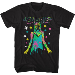 Carrie White Neon Blood Splatter Black Tall T-shirt