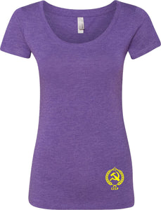 Ladies CCCP T-shirt Crest Bottom Print Scoop Neck - Yoga Clothing for You