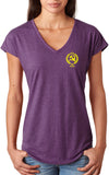 Ladies CCCP T-shirt Crest Pocket Print Triblend V-Neck - Yoga Clothing for You