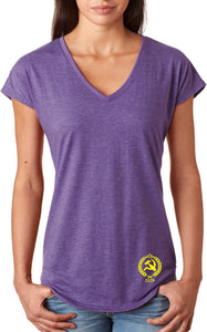 Ladies CCCP T-shirt Crest Bottom Print Triblend V-Neck - Yoga Clothing for You