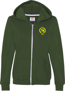 Ladies CCCP Full Zip Hoodie Crest Pocket Print - Yoga Clothing for You